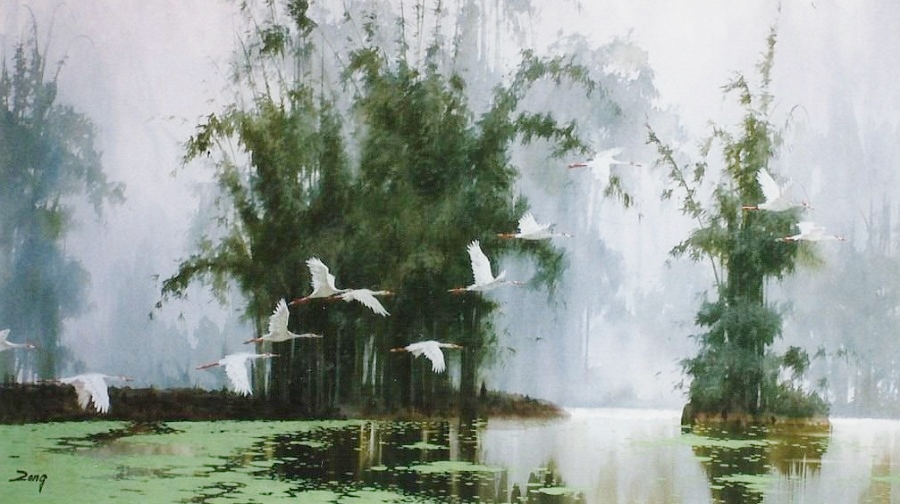 Bamboo and Cranes